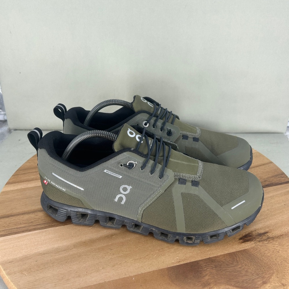 On Cloud 5 Waterproof Mens Running Shoes Olive Green 59.98840 Size 10